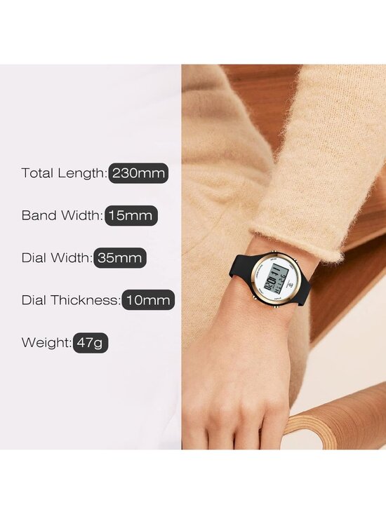 Women\'s Black White Quartz Chronograph Waterproof Outdoor Sport Digital Watch main image 4